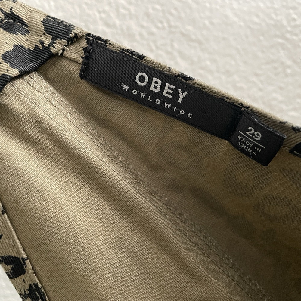 Obey Casbah Leopard Print Dungarees Overalls - Khaki Leopard Size 29 - Picture 6 of 6